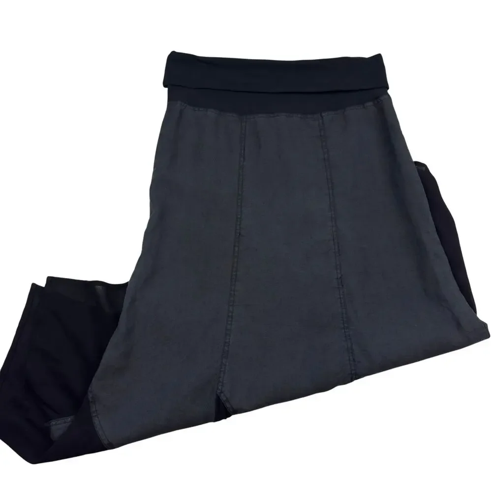 Lilly Mason Ramie Minimalist Lagenlook Artsy Asymmetrical Maxi Skirt Women's S